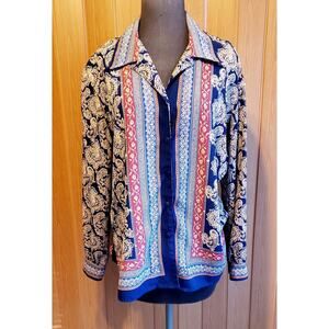 Tan Jay size 12 multicolored long sleeve button up blouse